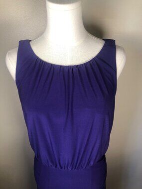 Lauren Ralph Lauren Purple Sleeveless Ruched Midi Stretchy Elegant Dress Size 6